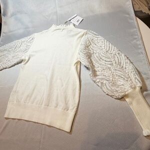 Elegant or Casual, Beaded Cream Top